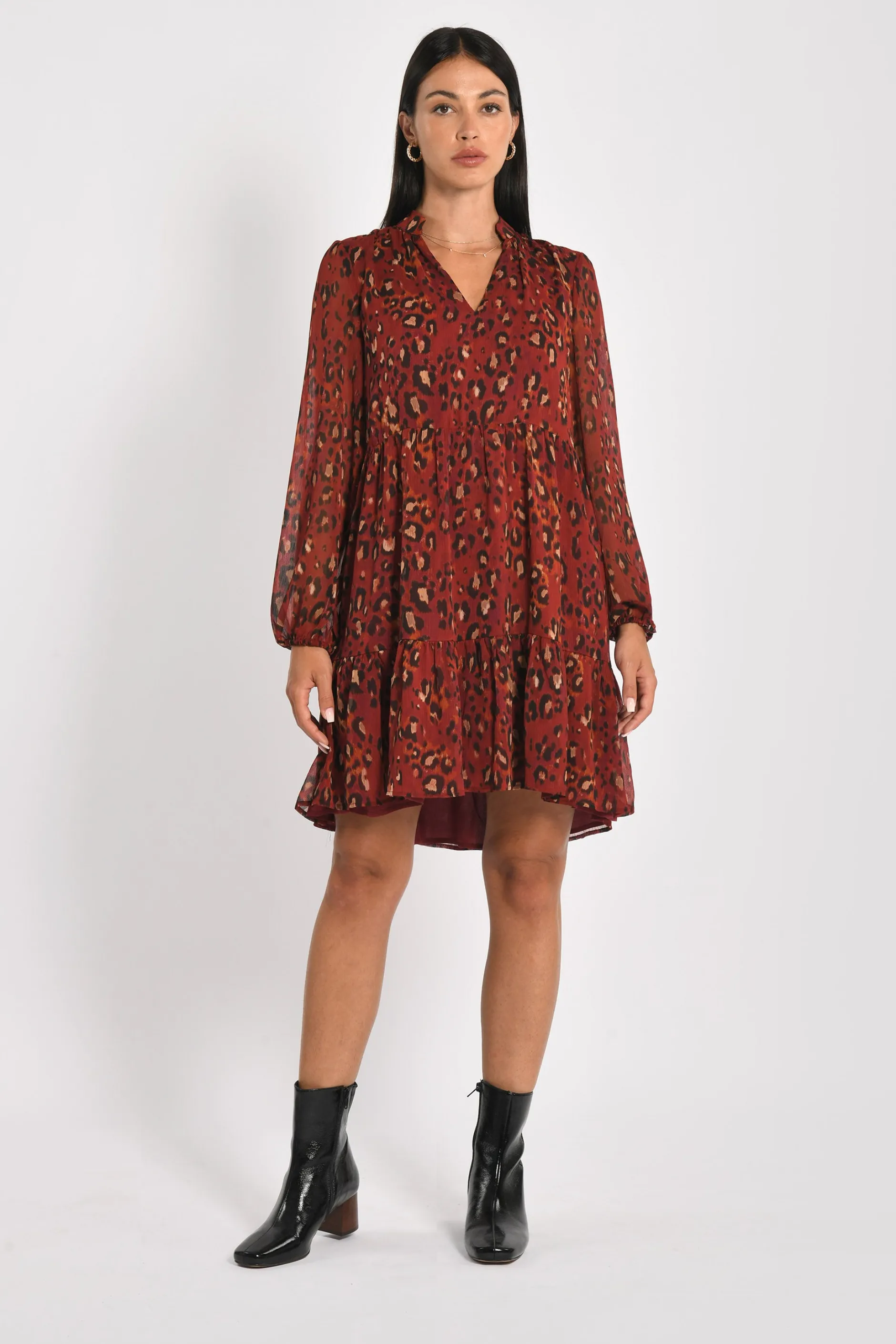 Online KOOKAÏ ROBE COURTE LEOPARD MINA MULTI Bordeaux