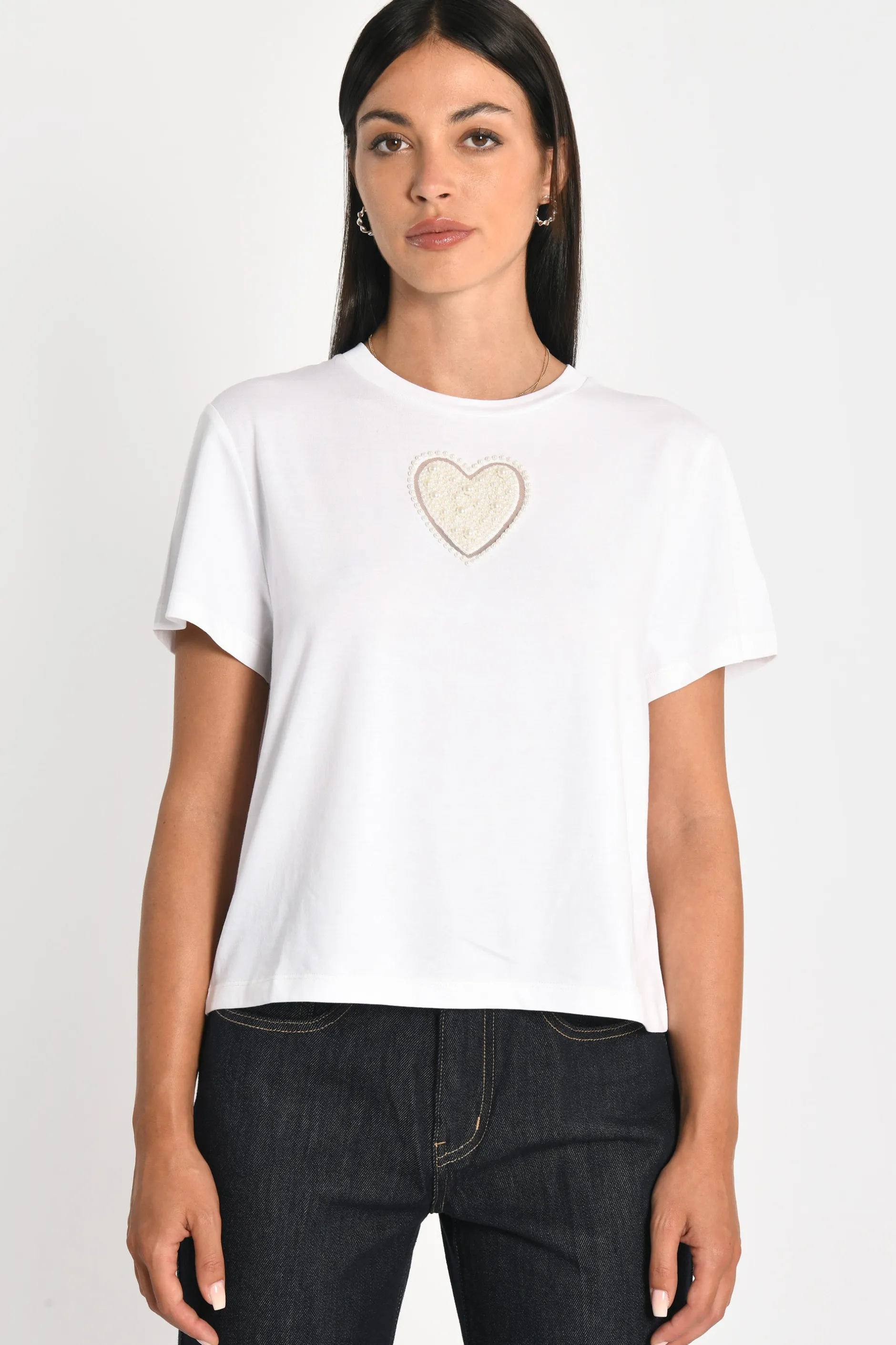 New KOOKAÏ T-SHIRT CŒR PERLÉ NINA Blanc