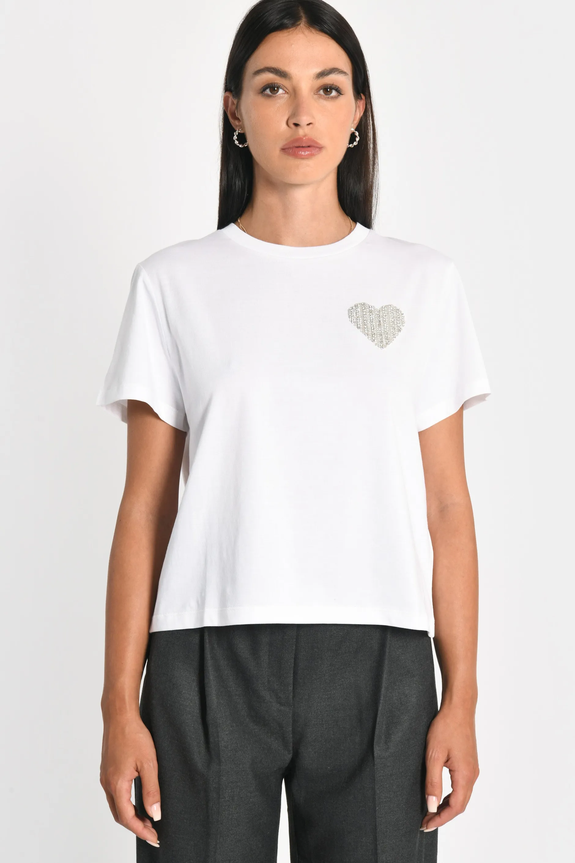 Shop KOOKAÏ T-SHIRT CŒR STRASS LUNA Blanc