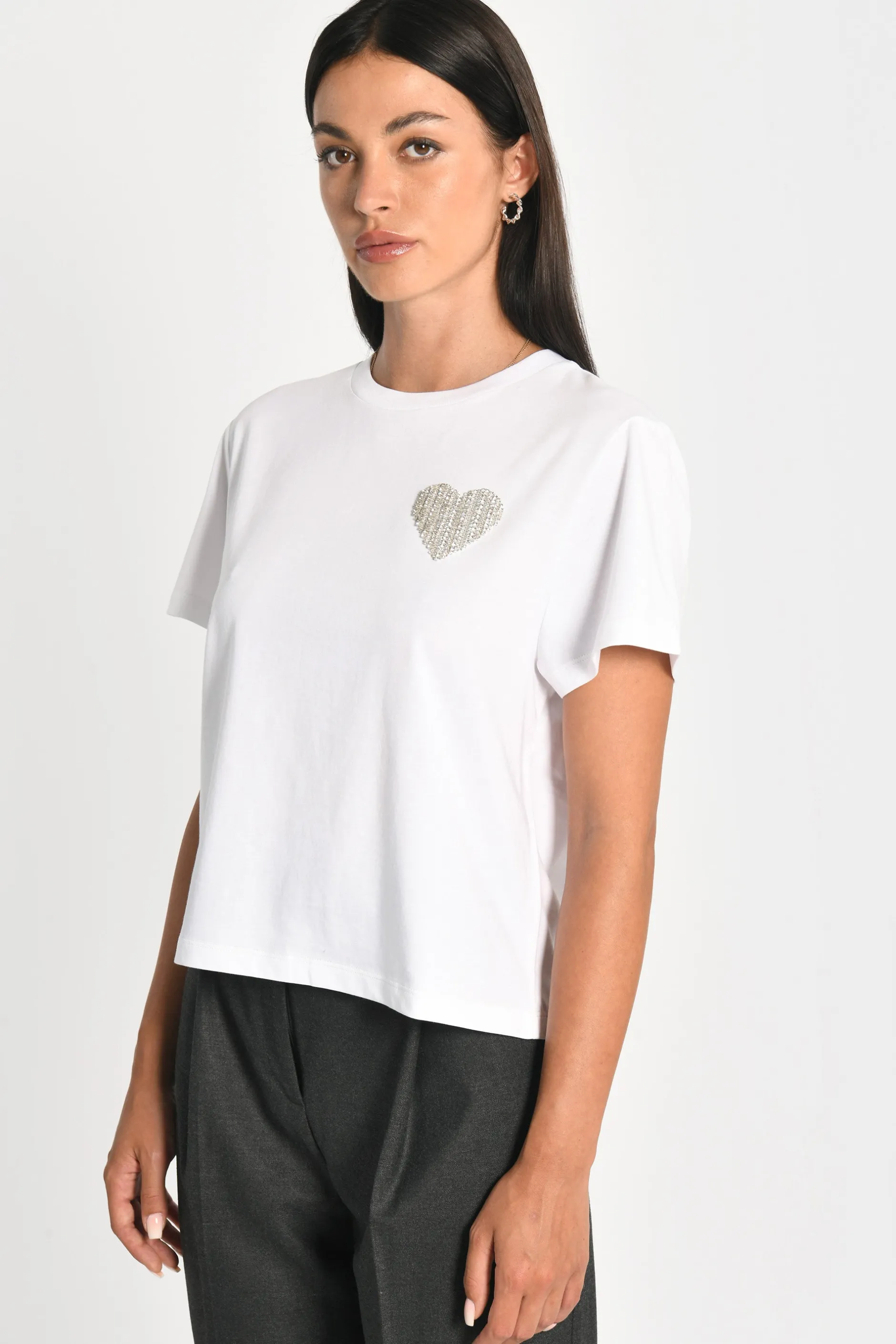 Shop KOOKAÏ T-SHIRT CŒR STRASS LUNA Blanc