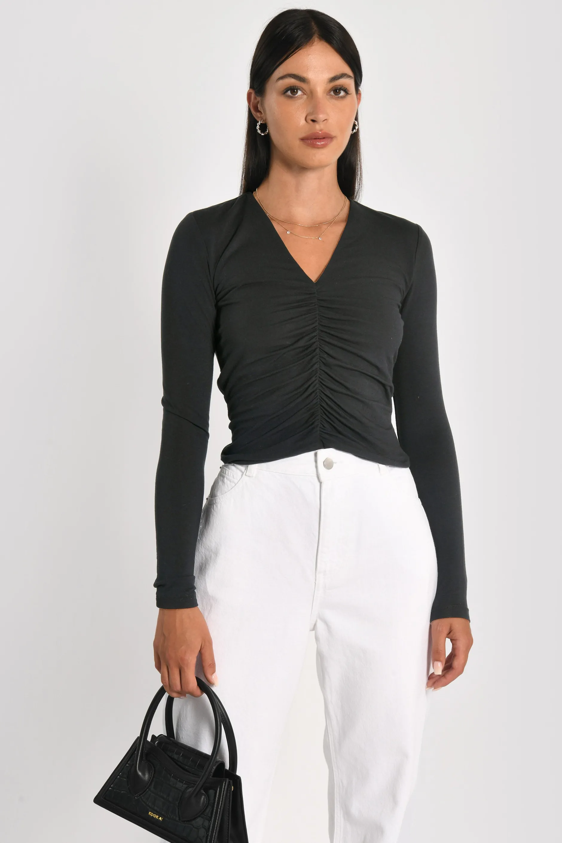 Outlet KOOKAÏ T-SHIRT V FRONCES BEA Noir