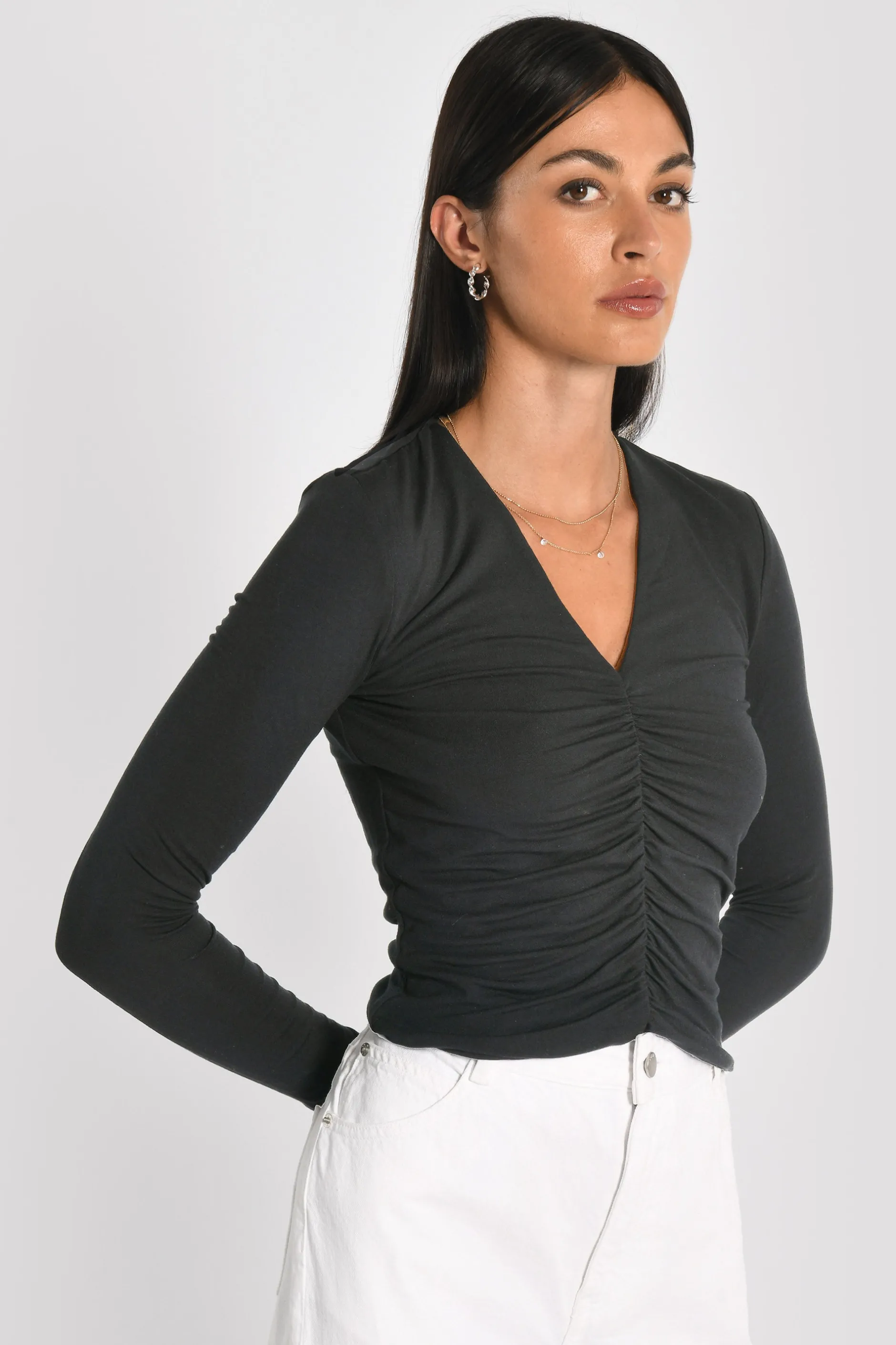 Outlet KOOKAÏ T-SHIRT V FRONCES BEA Noir