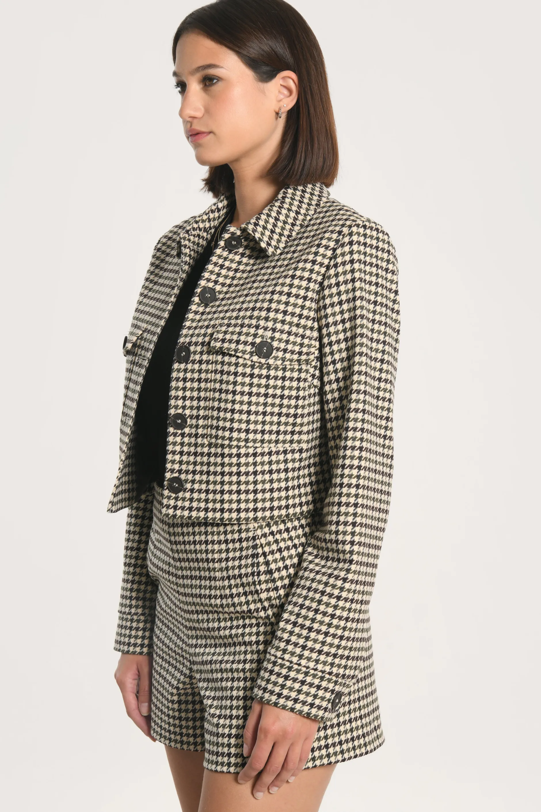 Fashion KOOKAÏ VESTE MARVIN PIED DE POULE Kaki