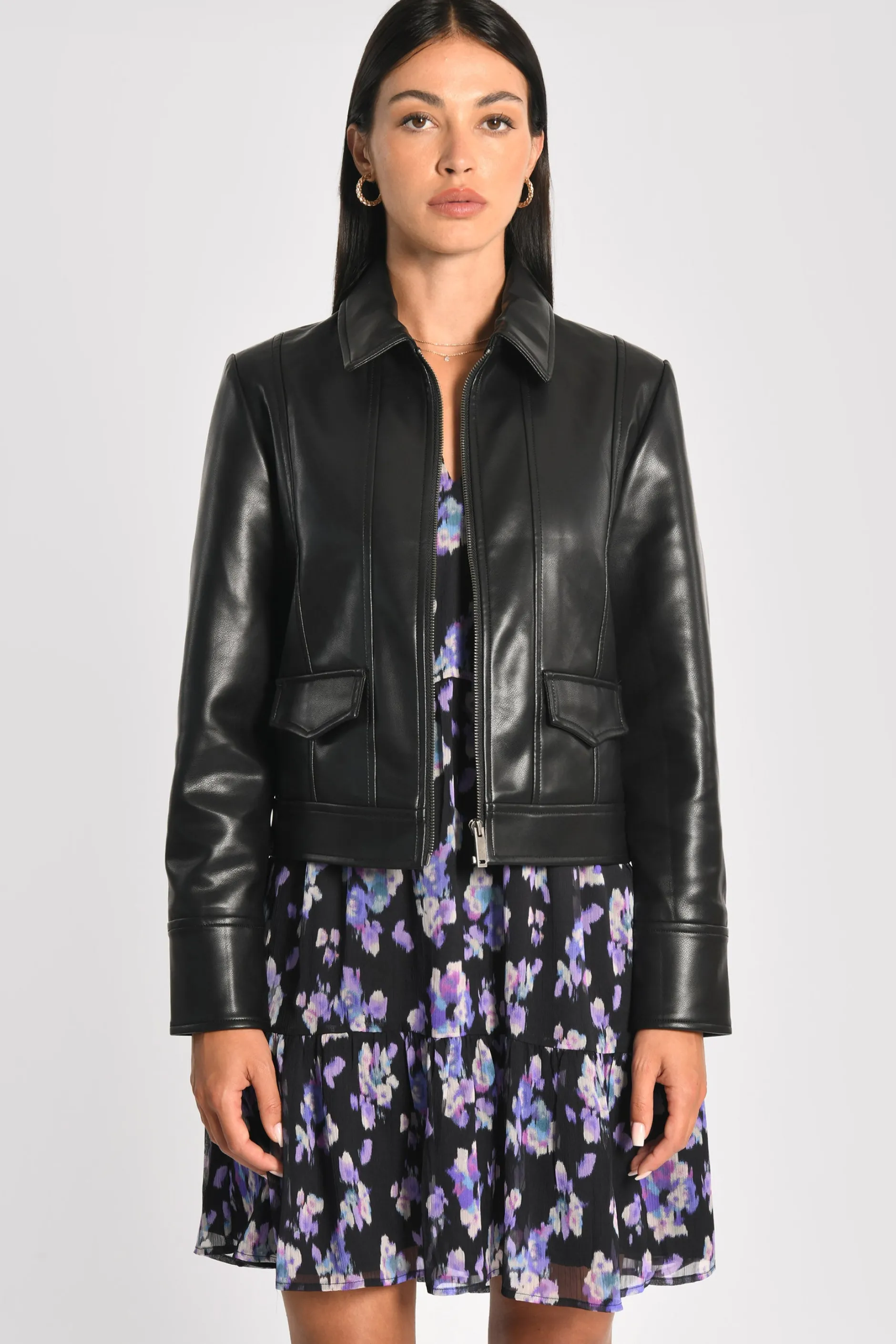 Fashion KOOKAÏ VESTE SIMILI CUIR KENDALL Noir