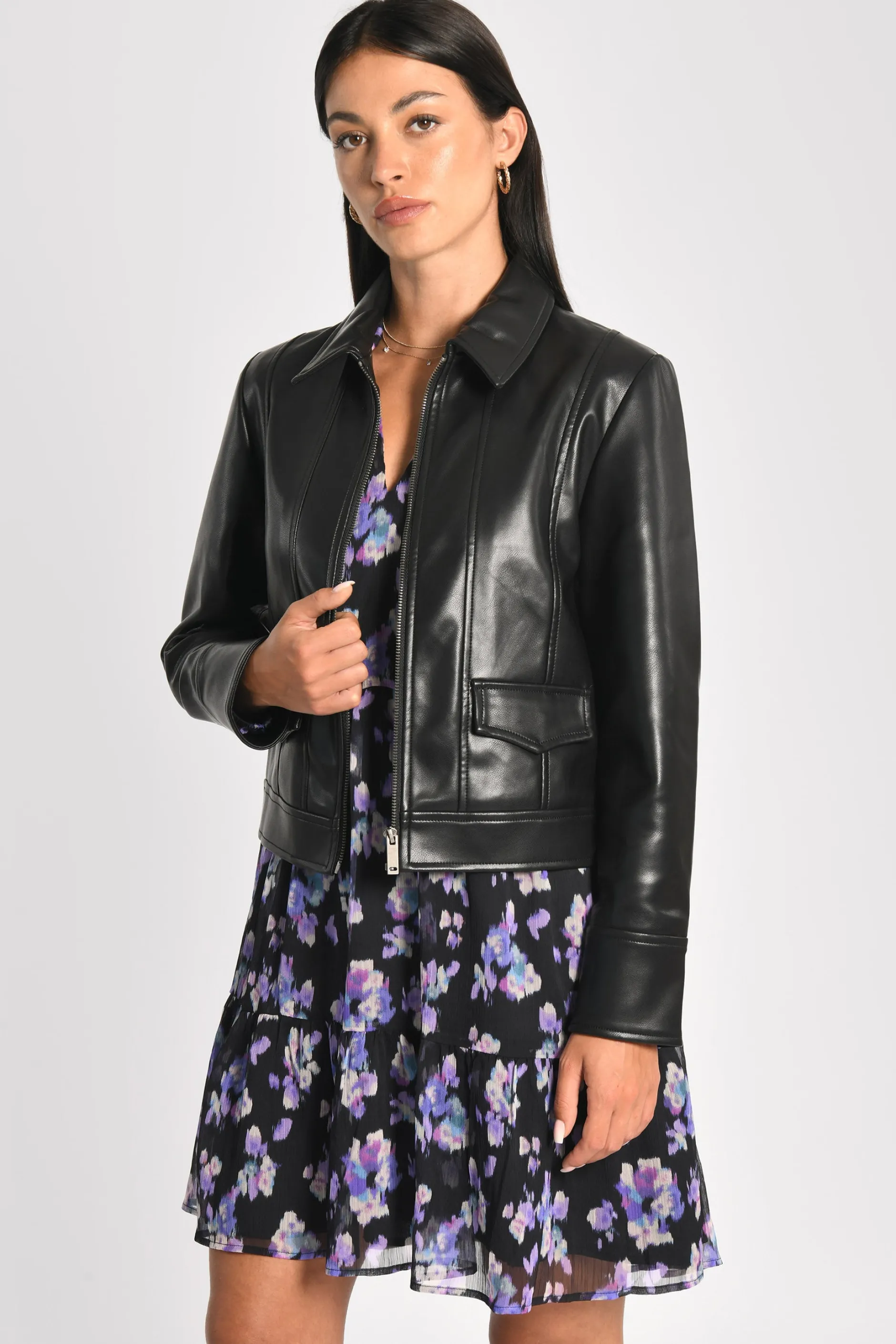 Fashion KOOKAÏ VESTE SIMILI CUIR KENDALL Noir