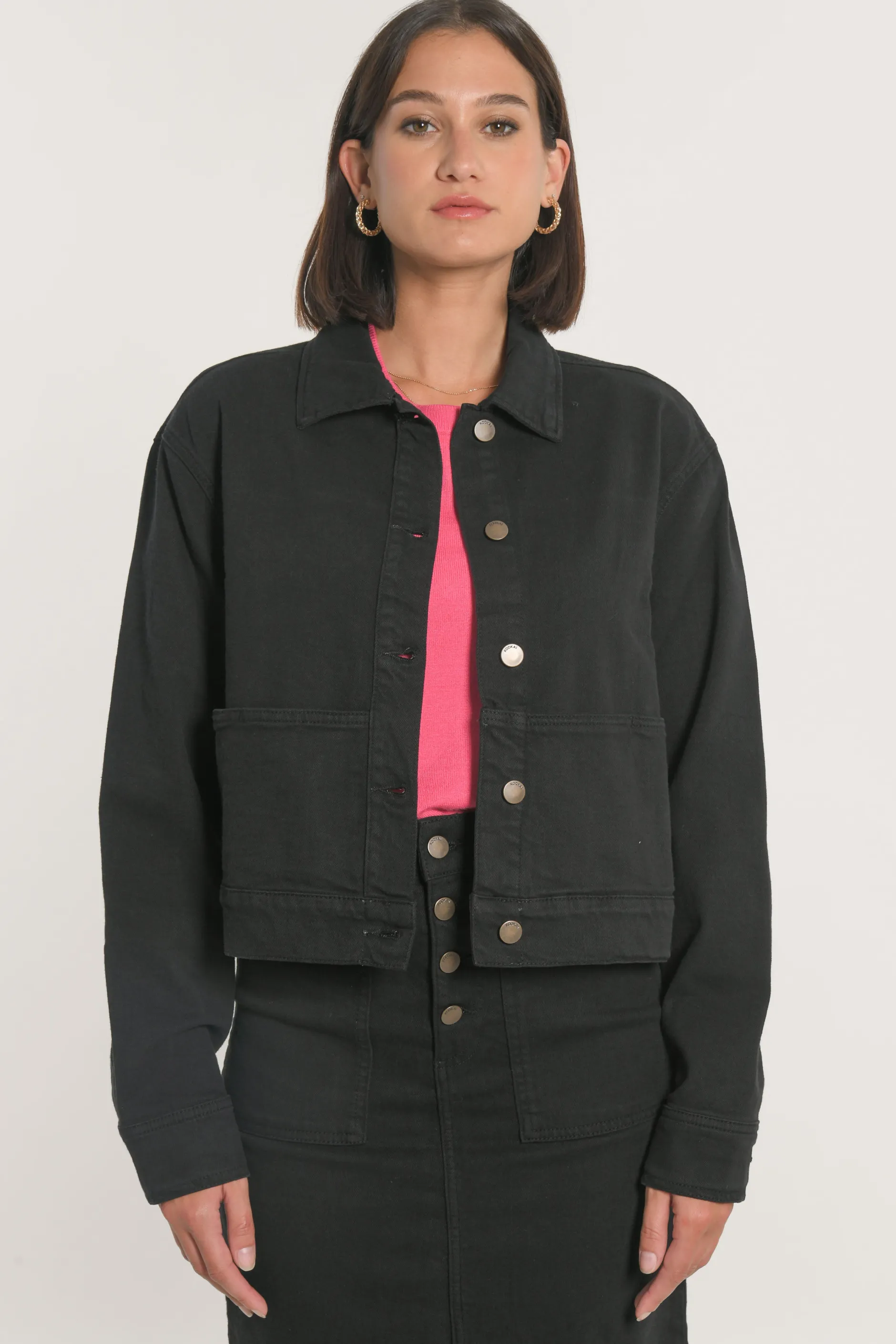 Discount KOOKAÏ VESTE SPORT THADEE DENIM Noir
